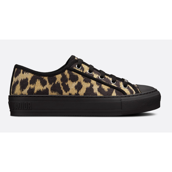 Dior Walk'N'Dior Black Beige Leopard Lace Up Flat Low Top Trainer Sneaker 41.5